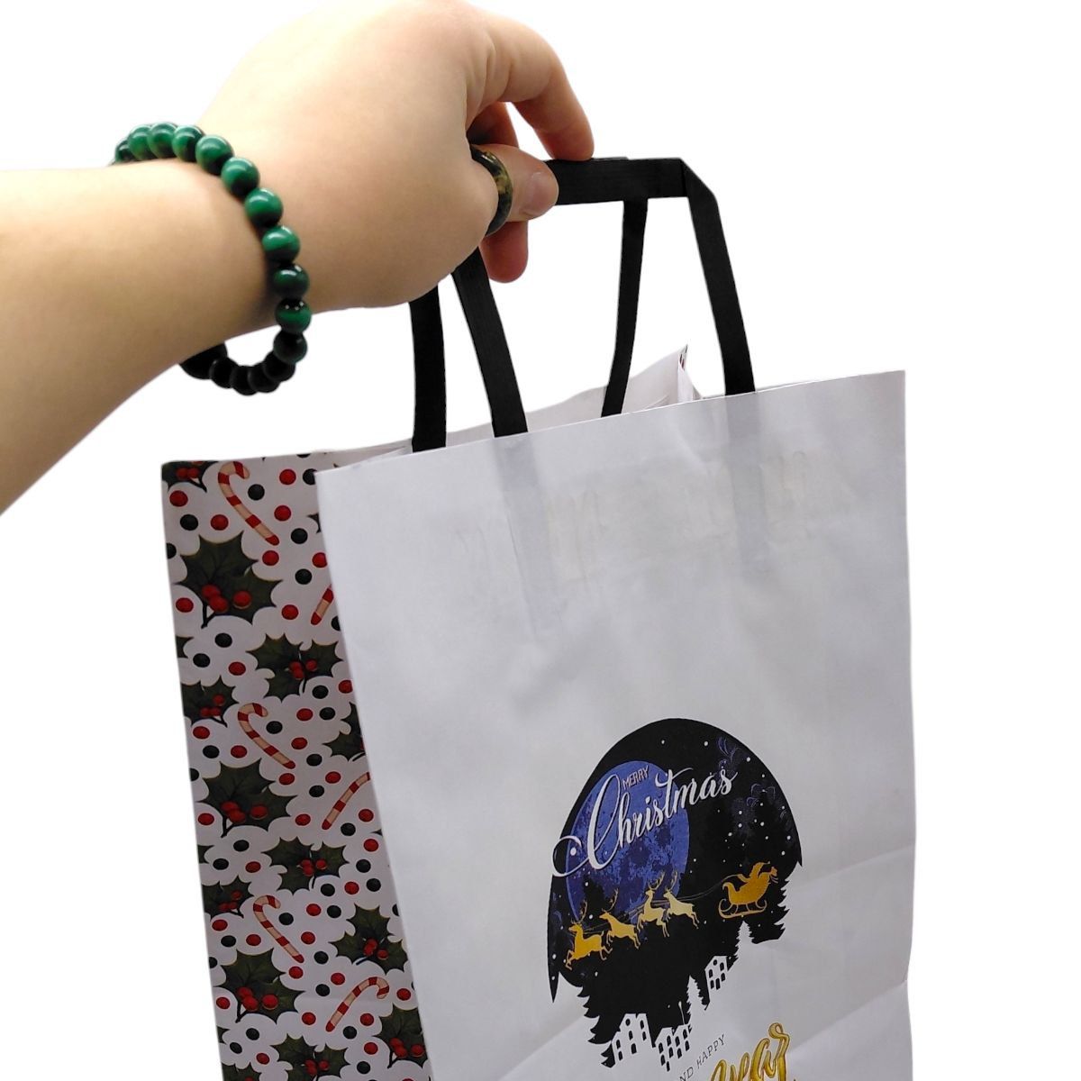 Пакет паперовий з ручками Крафт білий (25х15х34 см)  фото 2