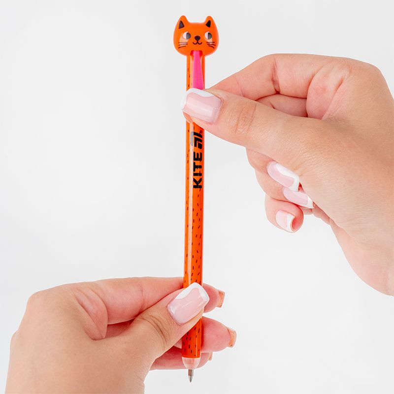 Ручка гелева автоматична «пиши-прай» Cats, синя  фото 2