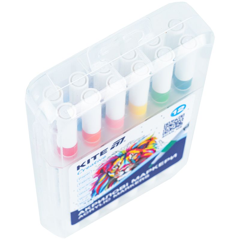 Маркери акрилові, набір 12шт, Kite Creative  фото 2