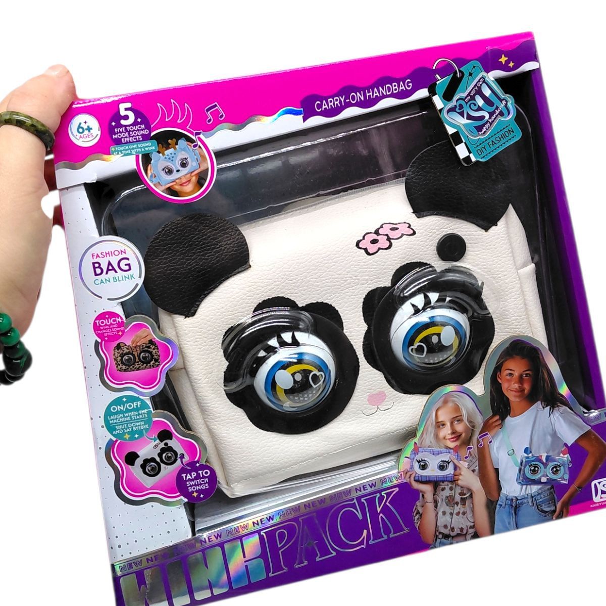 Інтерактивна сумочка (кліпає, звуки, музика, реагує на дотик) у коробці 25х24х10 см  фото 2