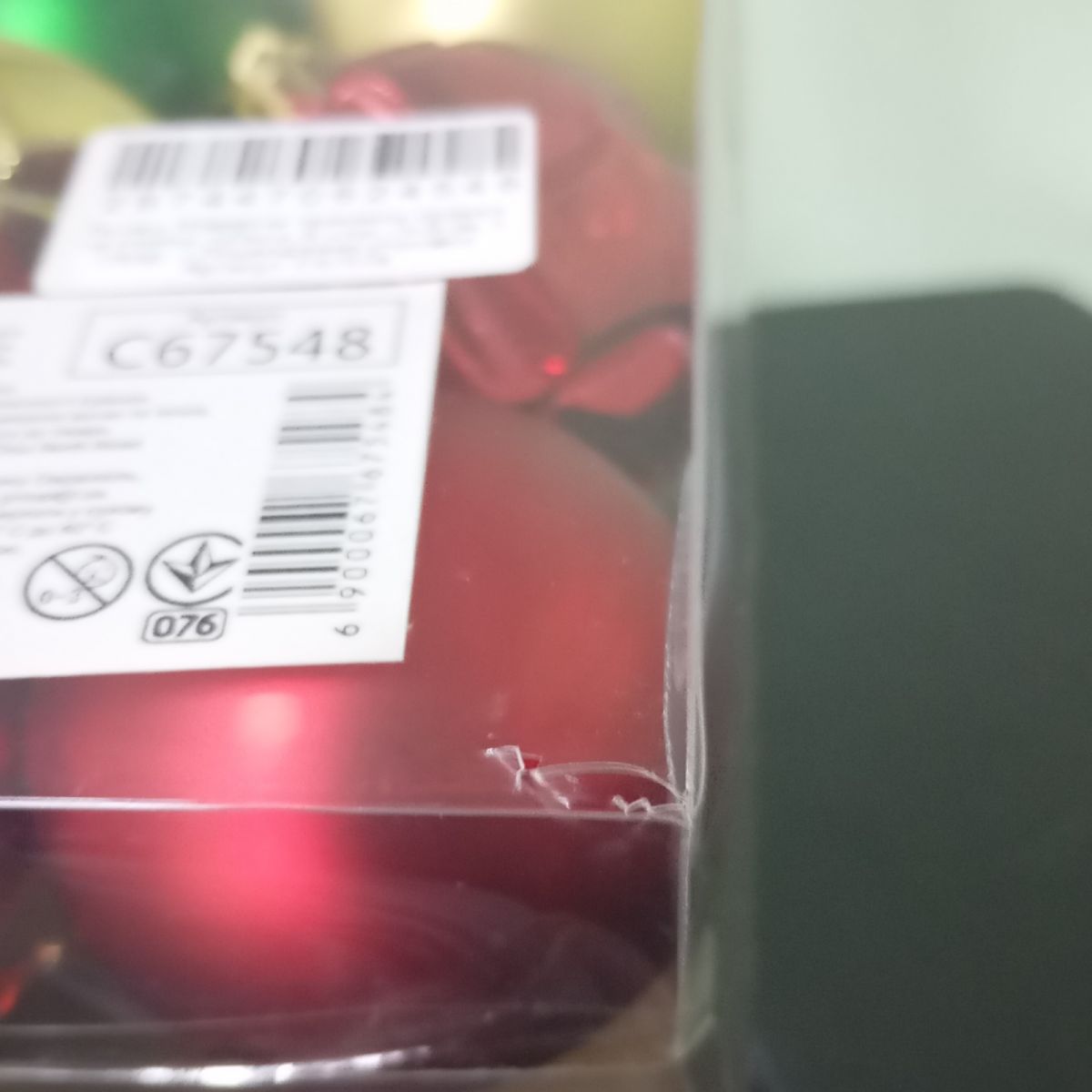 Уцінка.  Новорічні прикраси іграшки на ялинку, кульки, 9 штук, D=6 см, в слюді   - Пошкоджена упаковка  фото 2