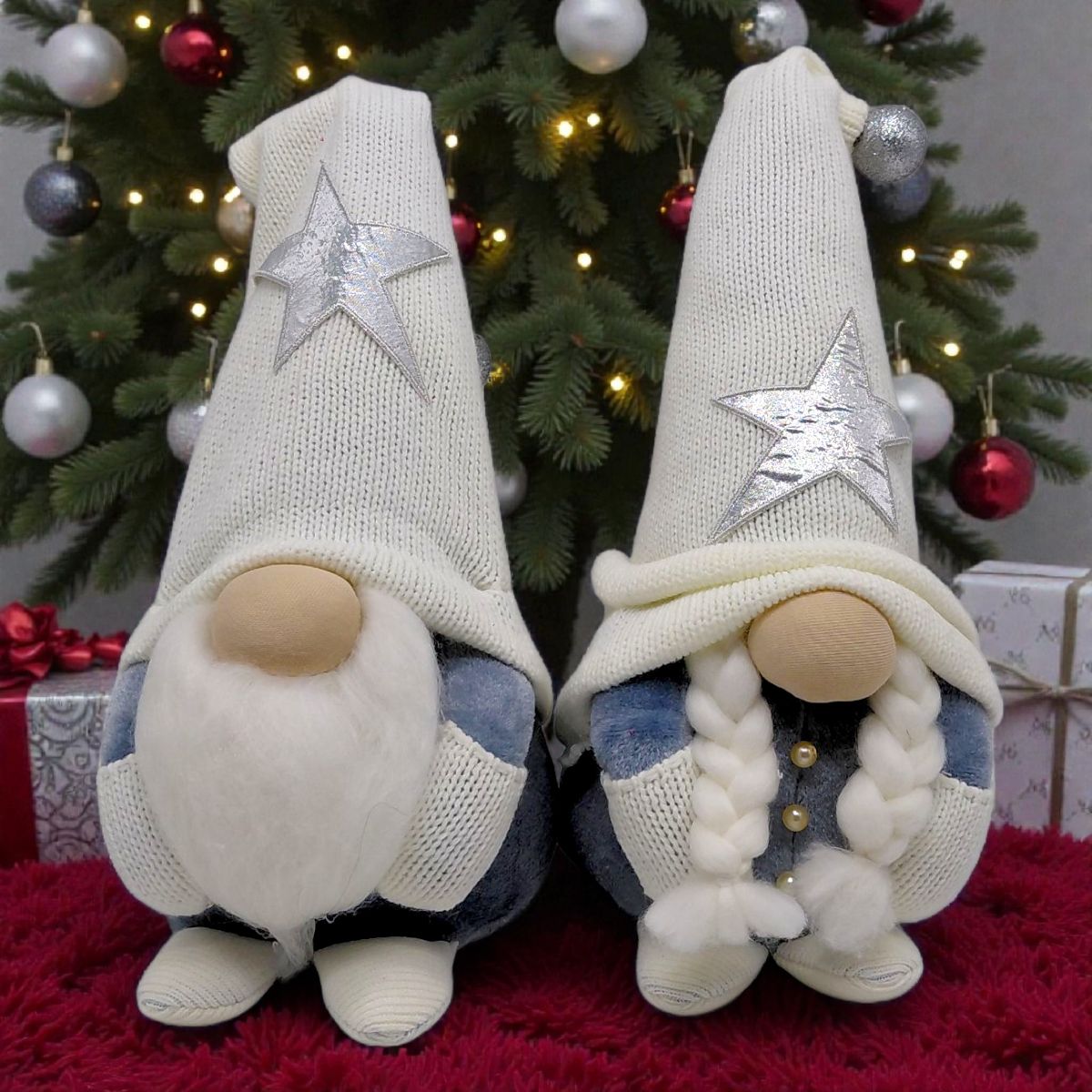 Мʼяка іграшка "Скандинавський гном" (Hand Made) висота 28 см, дівчинка (білий) 28 см  фото 2