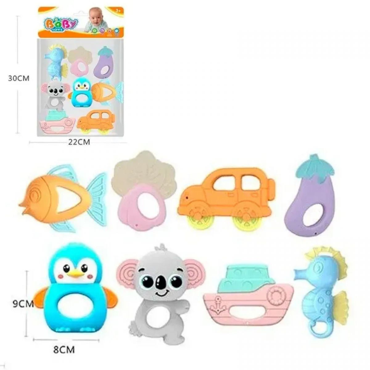 Набір брязкалець 8 штук, прорізувач, в пакеті  фото 2