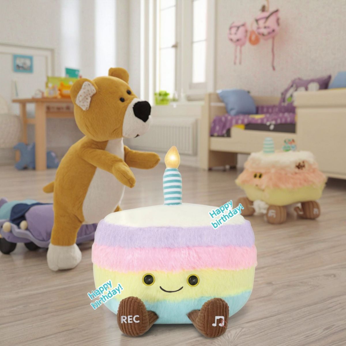 Музыкальная игрушка запись и воспроизведение голоса, подсветка, песня Happy Birthday to You на английском языке, в коробке  фото 2