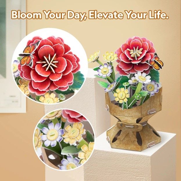 Тривимірна головоломка-конструктор із серії Букет квітів "Камелія"  фото 2