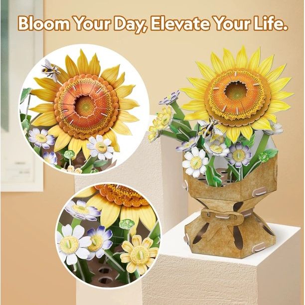 Тривимірна головоломка-конструктор із серії Букет квітів "Соняшник"  фото 2