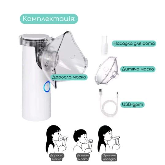Портативний інгалятор (небулайзер для дітей та дорослих)  фото 2