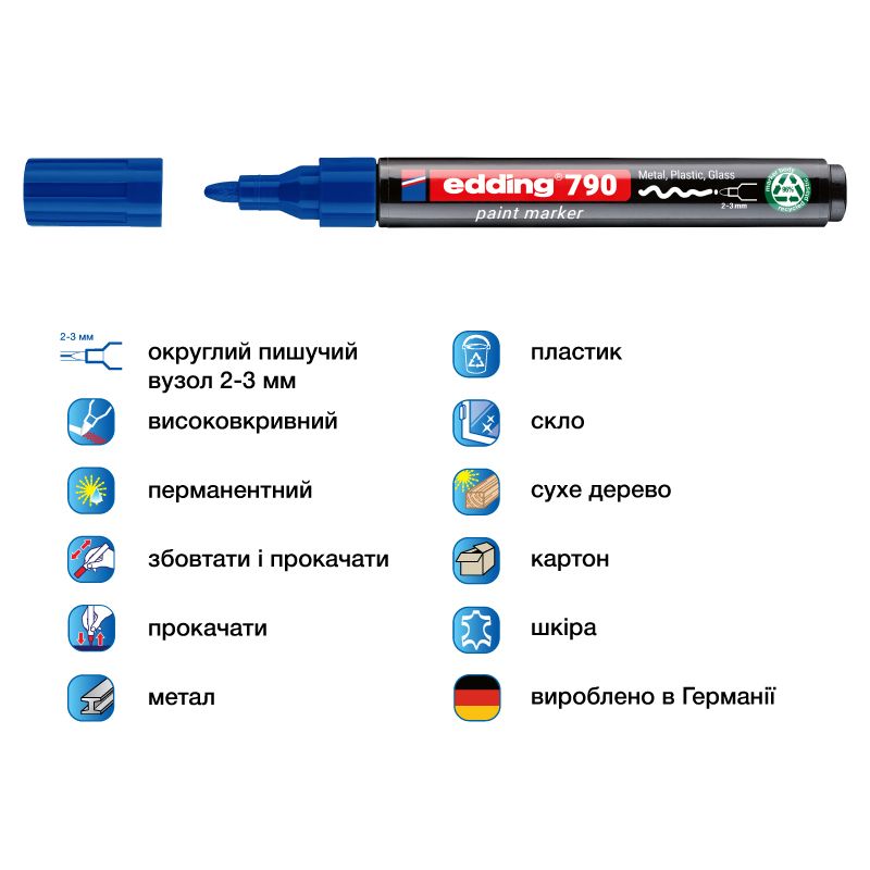 Маркер Paint e-790 2-3 мм круглый синий  фото 2