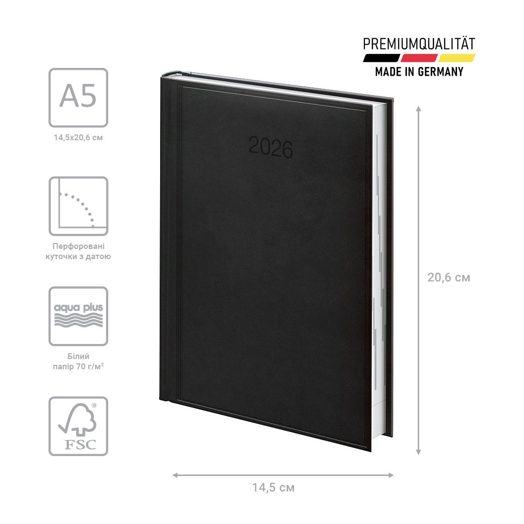 Щоденник 2026 Стандарт Torino слп/т чорний  фото 2