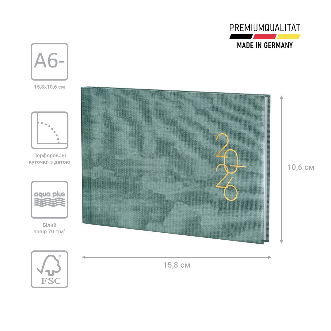 Щотижневик 2026 кишеньк Linesse морський зелений  фото 2