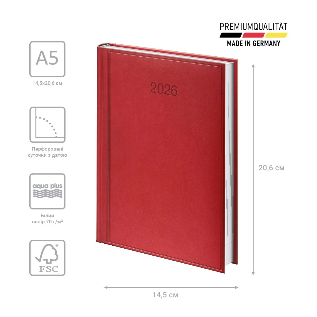 Щоденник 2026 Стандарт Torino слп/т червоний  фото 2
