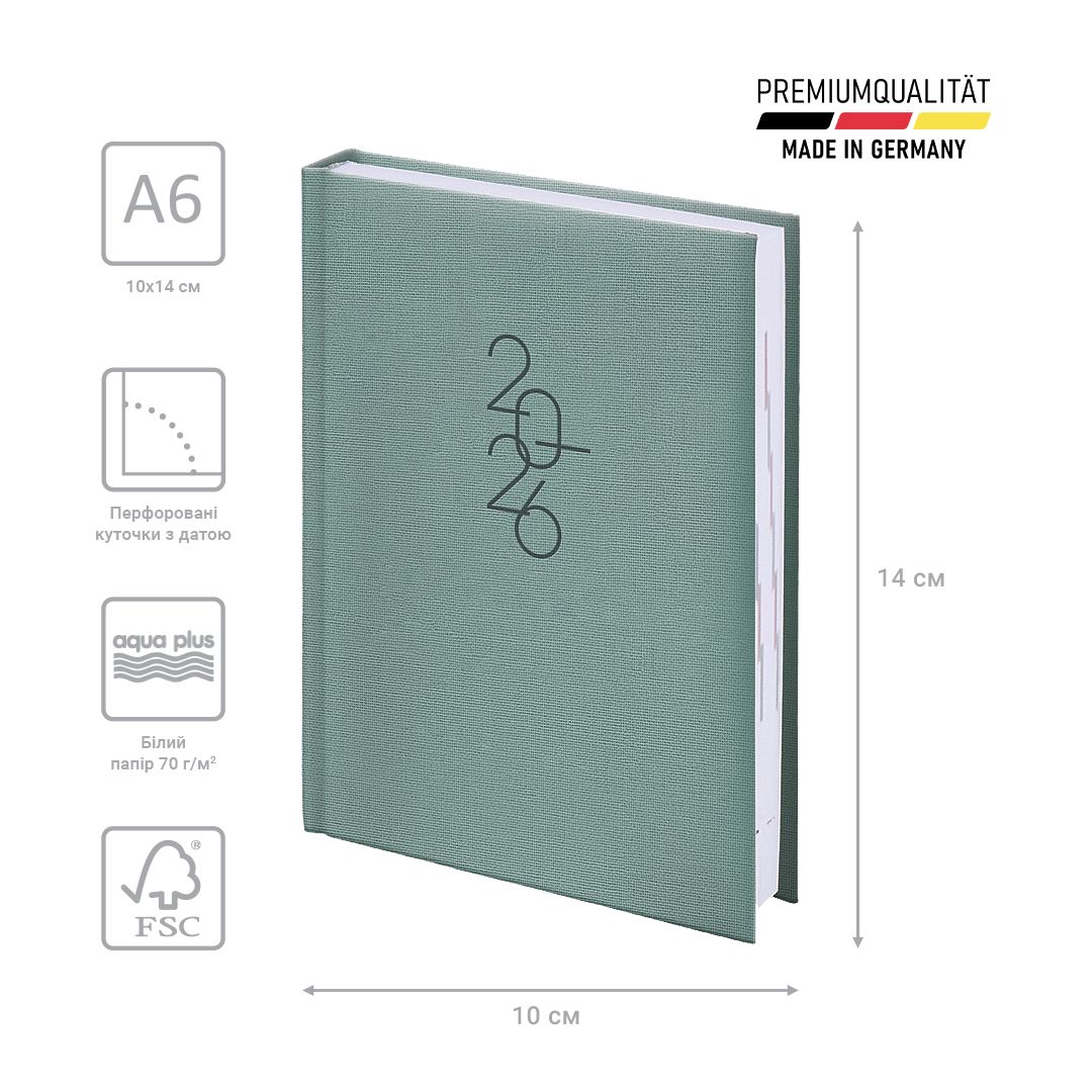 Щоденник 2026 кишеньковий Linesse морський зелений  фото 2