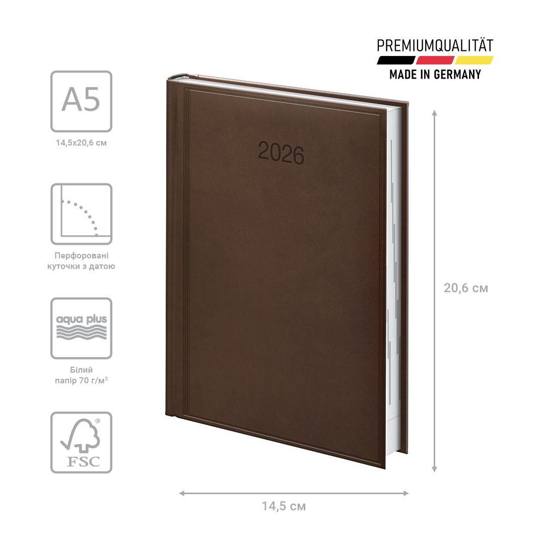 Щоденник 2026 Стандарт Torino слп/т коричневий  фото 2