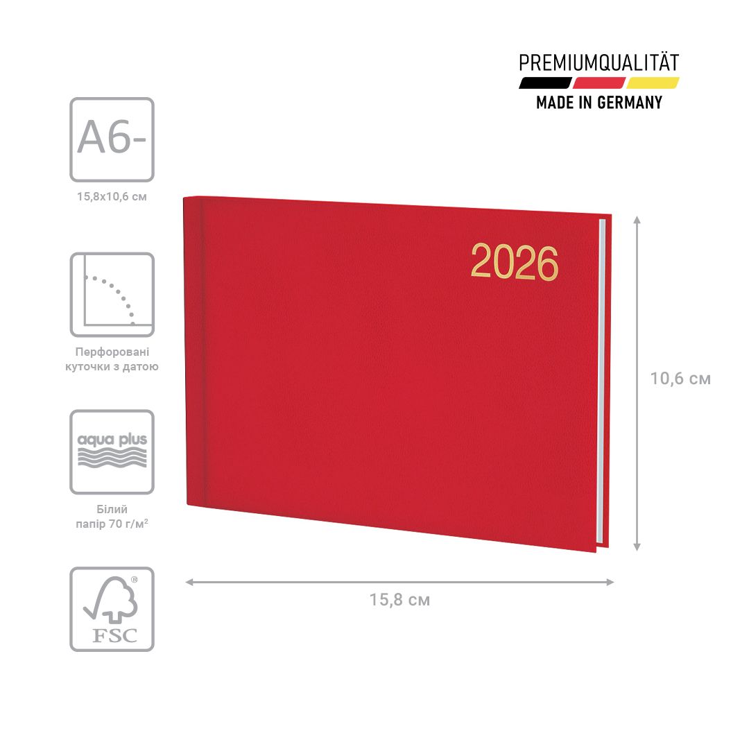 Щотижневик 2026 кишеньк.  Miradur з/т червоний  фото 2