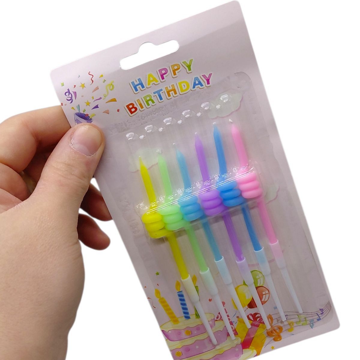 Свічка для торта "Макарунхвилі" 6шт. *12см  фото 2