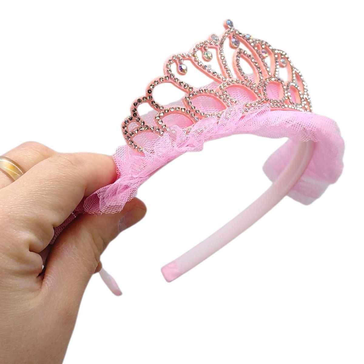 Обруч на голову Корона ажурна зі стразами (мікс)  фото 2