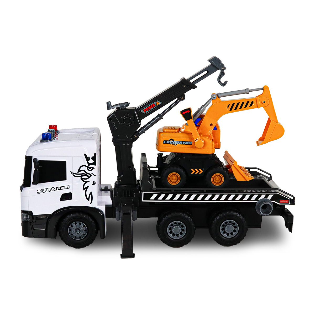 Ігровий набір серії Super Big Truck – Автокран Scania з екскаватором (світло, звук)  фото 2