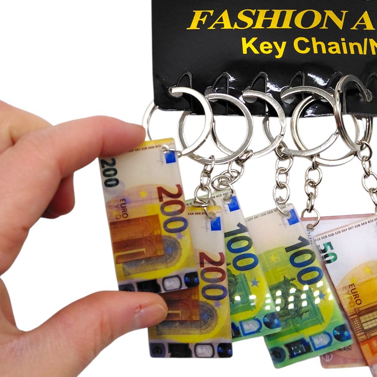 Брелки пластиковые "Деньги евро" (11 см), 12 брелок  фото 2