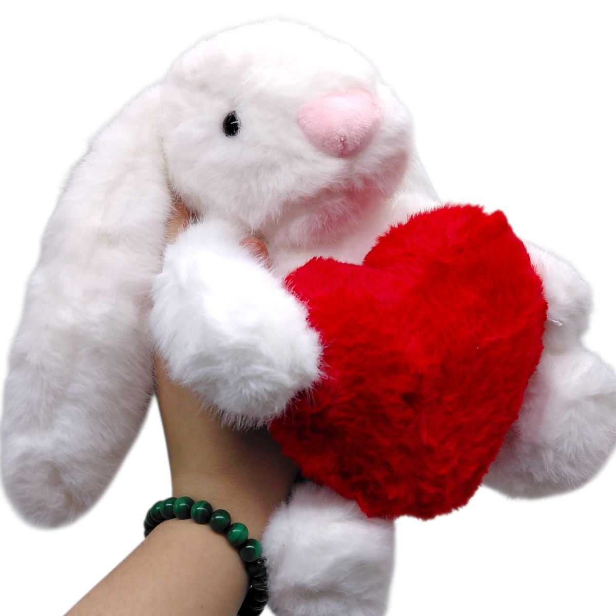 Мʼяка іграшка "Зайчик із серцем" 23 см (БІЛИЙ)  фото 2