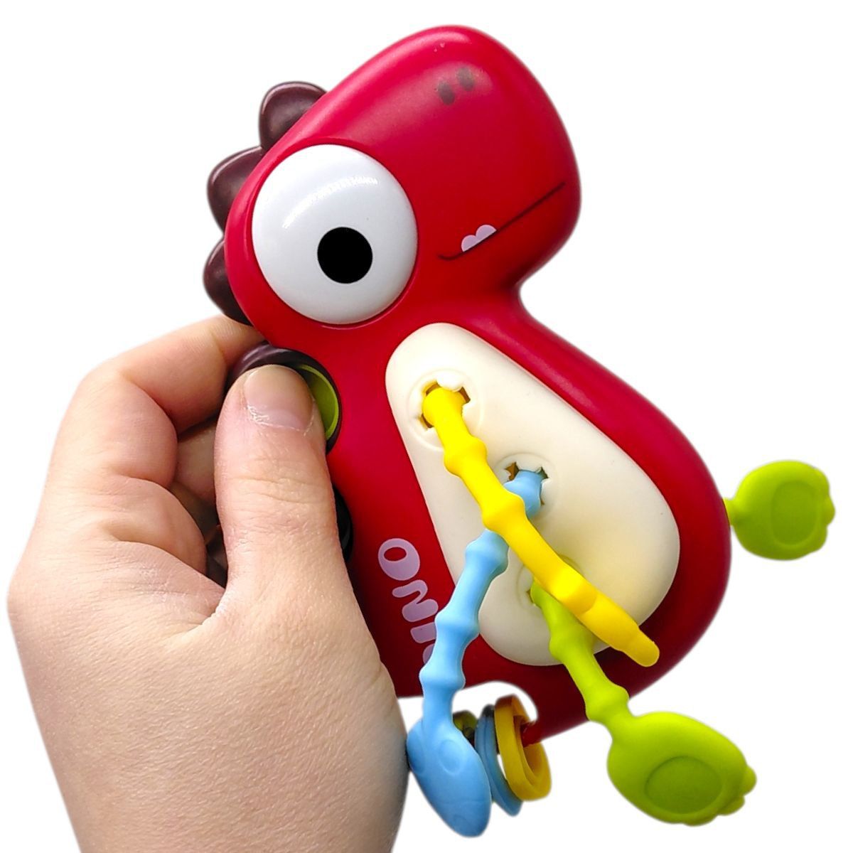 Брязкальце “Динозавр” (поп-іт, гумові прорізувачі та елементи для перетягування) (ЧЕРВОНИЙ)  фото 2