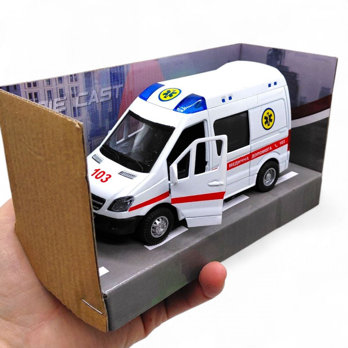 Машина металева "Автопром.  Швидка допомога" короб. 17*14*6,5 см  фото 2