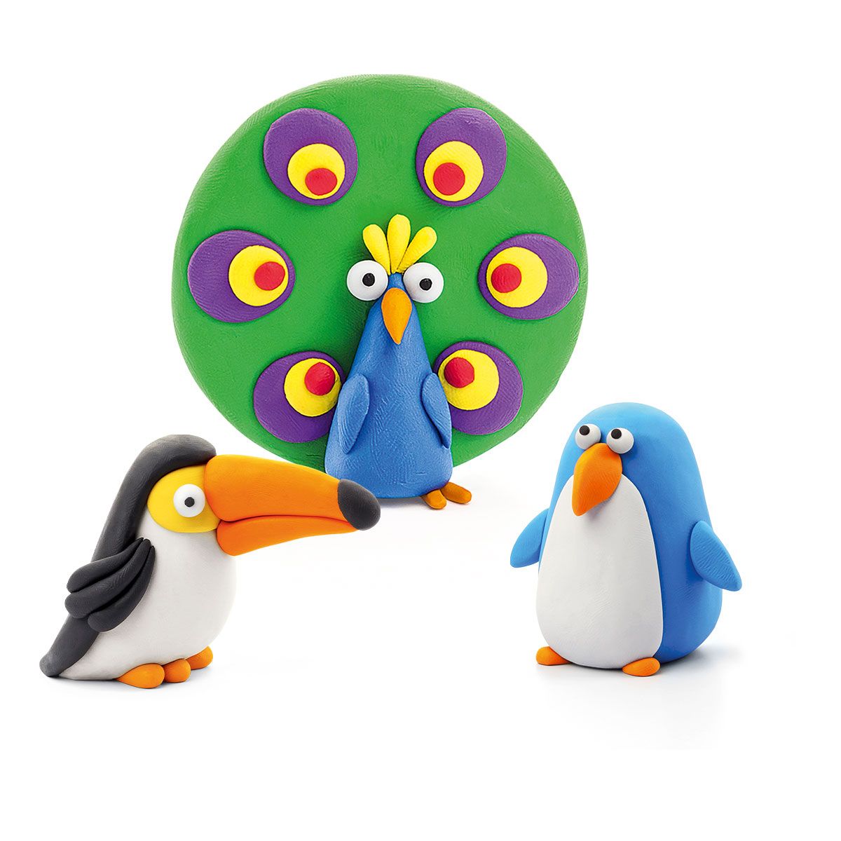 Набір пластиліну Ліпака – Птахи: Пінгвін, павич, тукан  фото 2