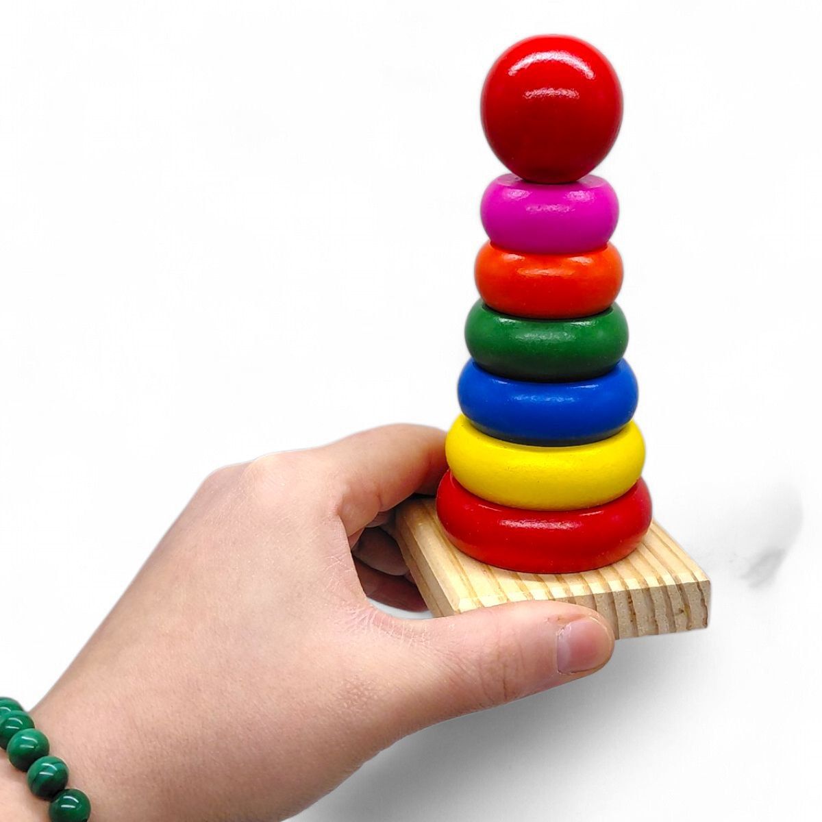 Развивающая игрушка "Пирамида елка" деревянная (14 см)  фото 2