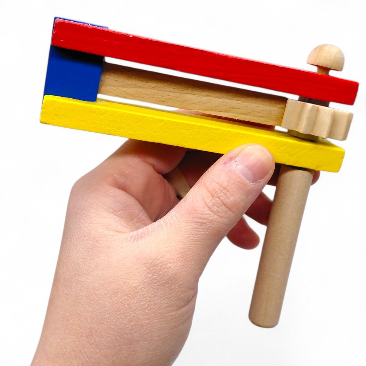 Развивающая игрушка-трещотка, цветная деревянная, 12. 5 см  фото 2