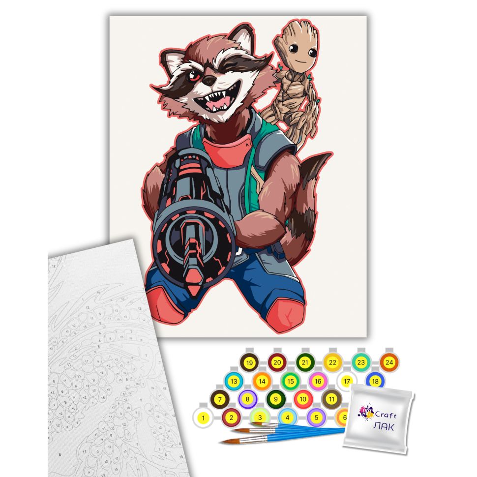 Картина за номерами "Грут та Ракета" 40х50 см  фото 2