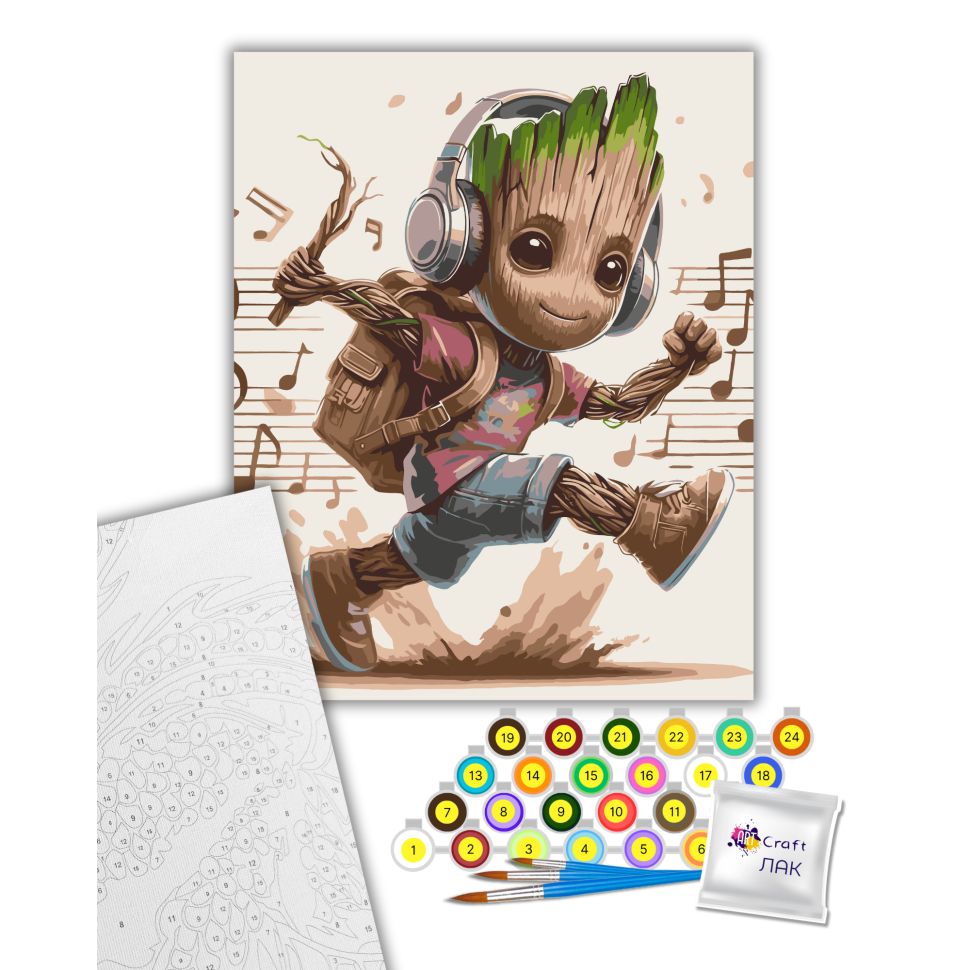 Картина за номерами "Музичний Грут" 40х50 см  фото 2