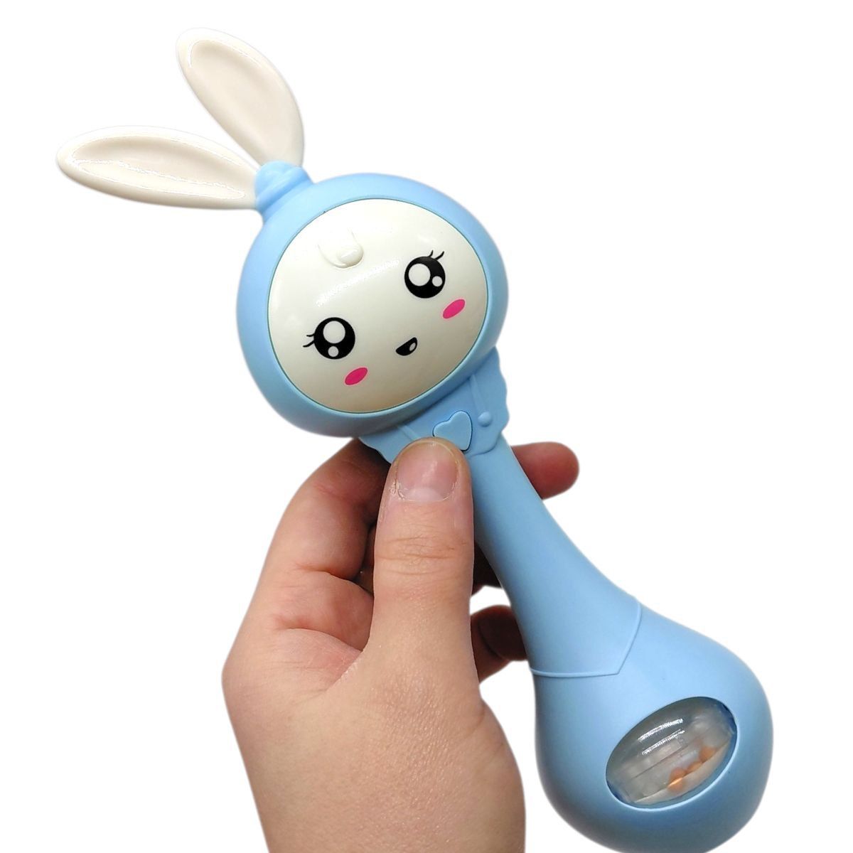 Інтерактивне брязкальце Зайчик, світло, звук (БЛАКИТНИЙ)  фото 2