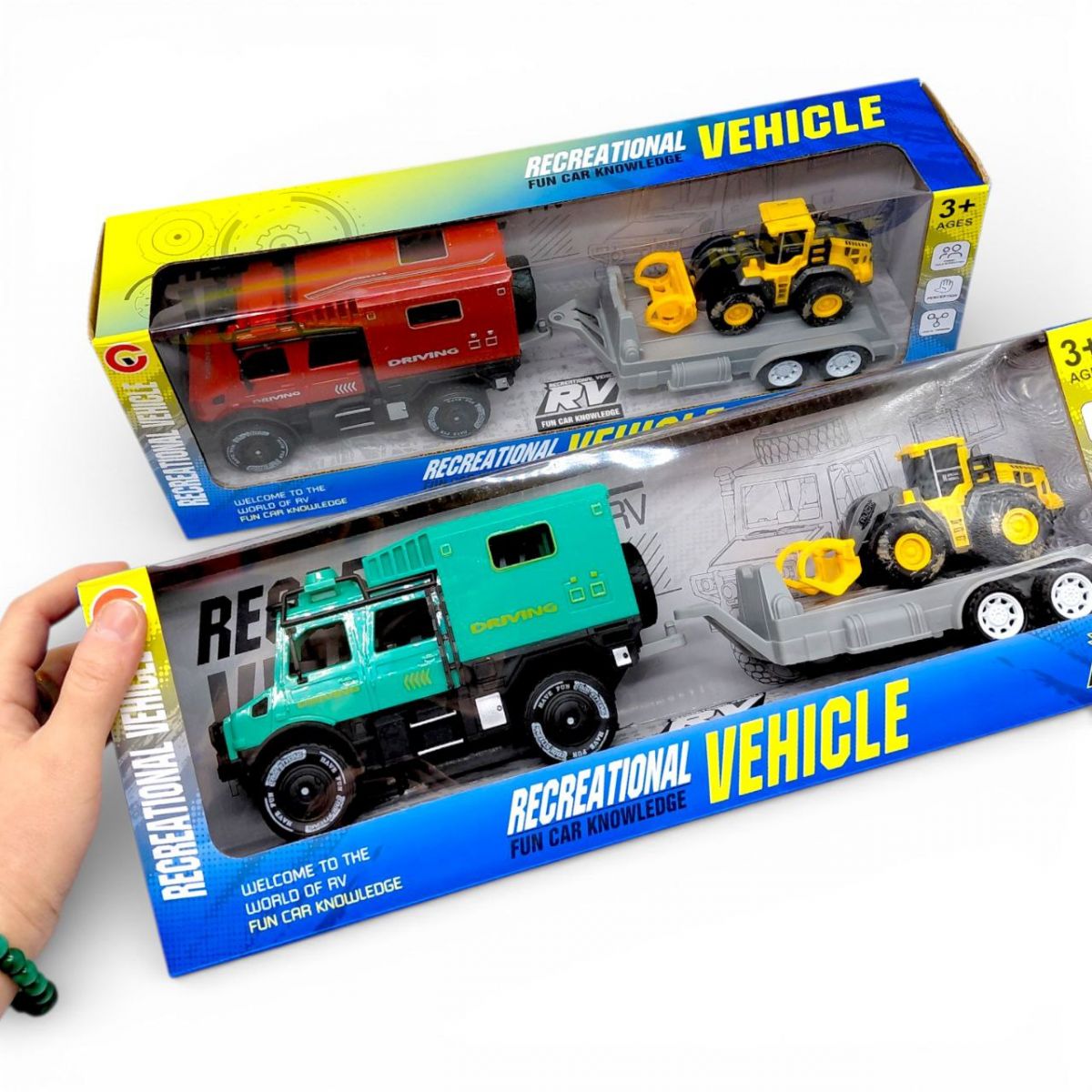 Автовоз інерційний, з трактором, в коробці (БІРЮЗОВИЙ)  фото 2