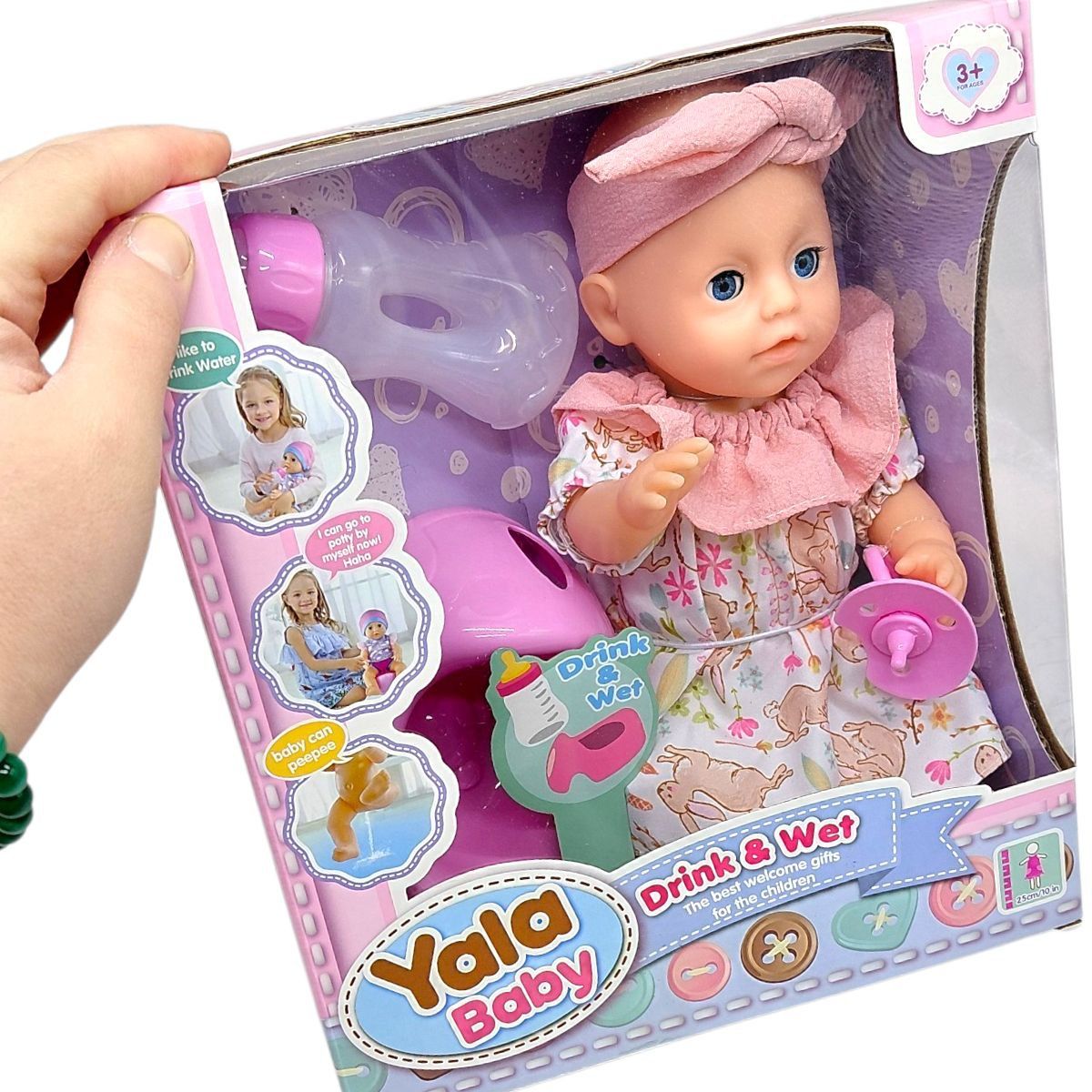 Інтерактивний пупс MIC (пʼє з пляшечки, ходить на горщик, заплющує очі, аксесуари, висота 25 см, в коробці)  фото 2