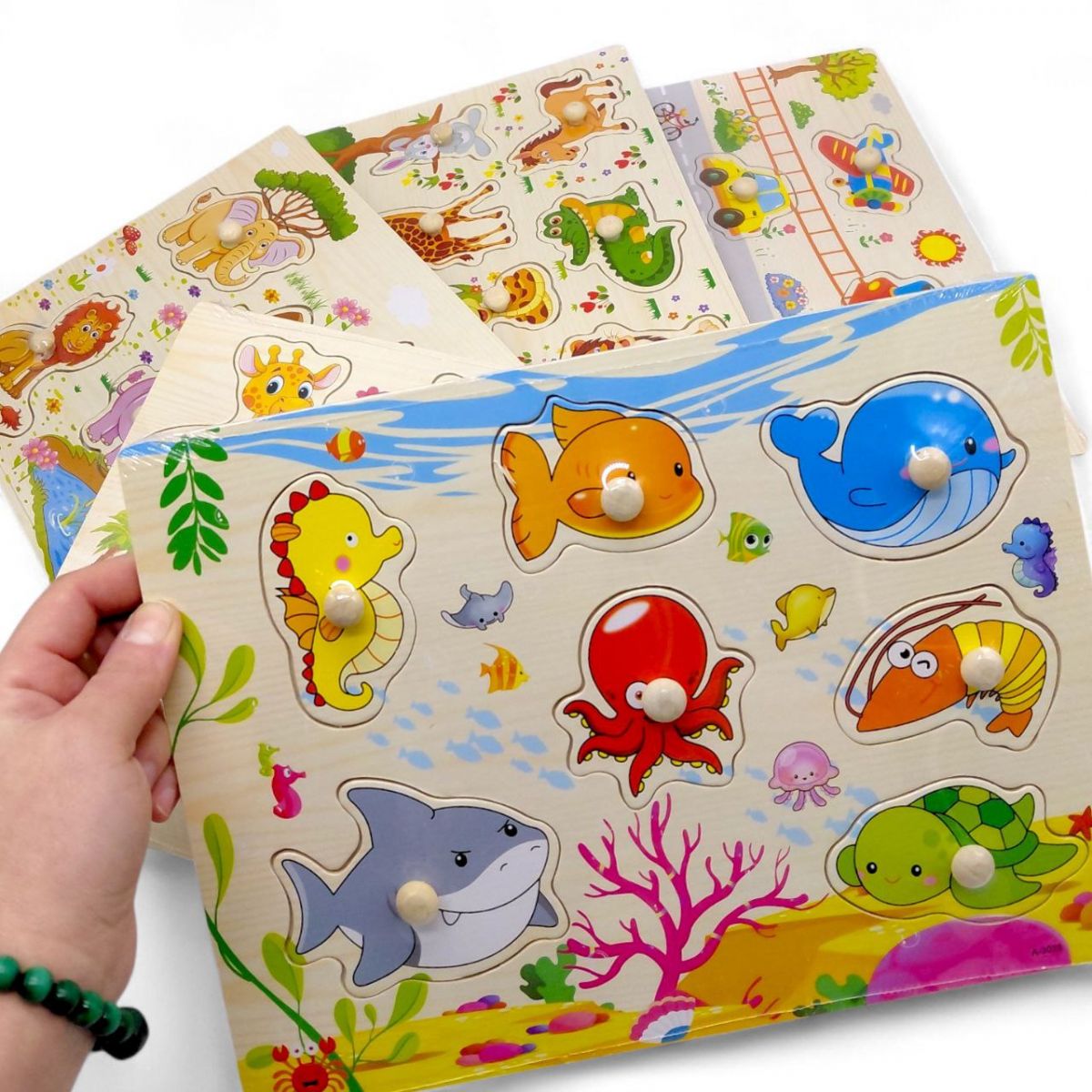 Вкладиші деревʼяні з ручками, 30х22. 5 см (ТВАРИНИ, вид3)  фото 2