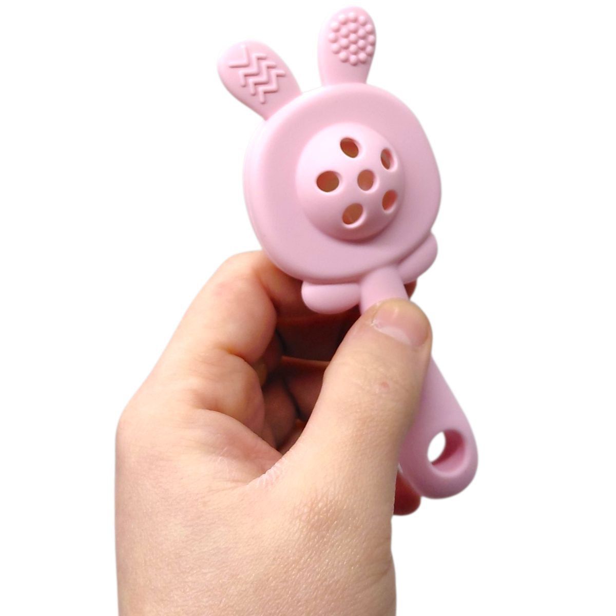 Силіконовий прорізувач-брязкальце Зайка (СИНІЙ)  фото 2