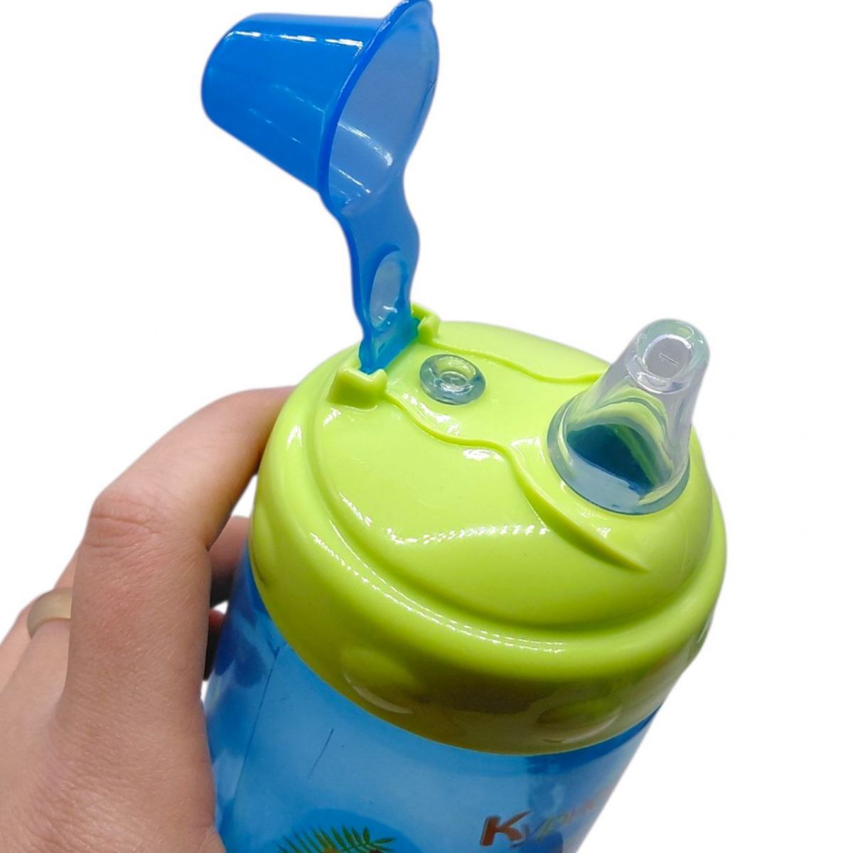 Поїлка-непроливайка з силіконовим носиком 300 мл (БІРЮЗОВИЙ)  фото 2