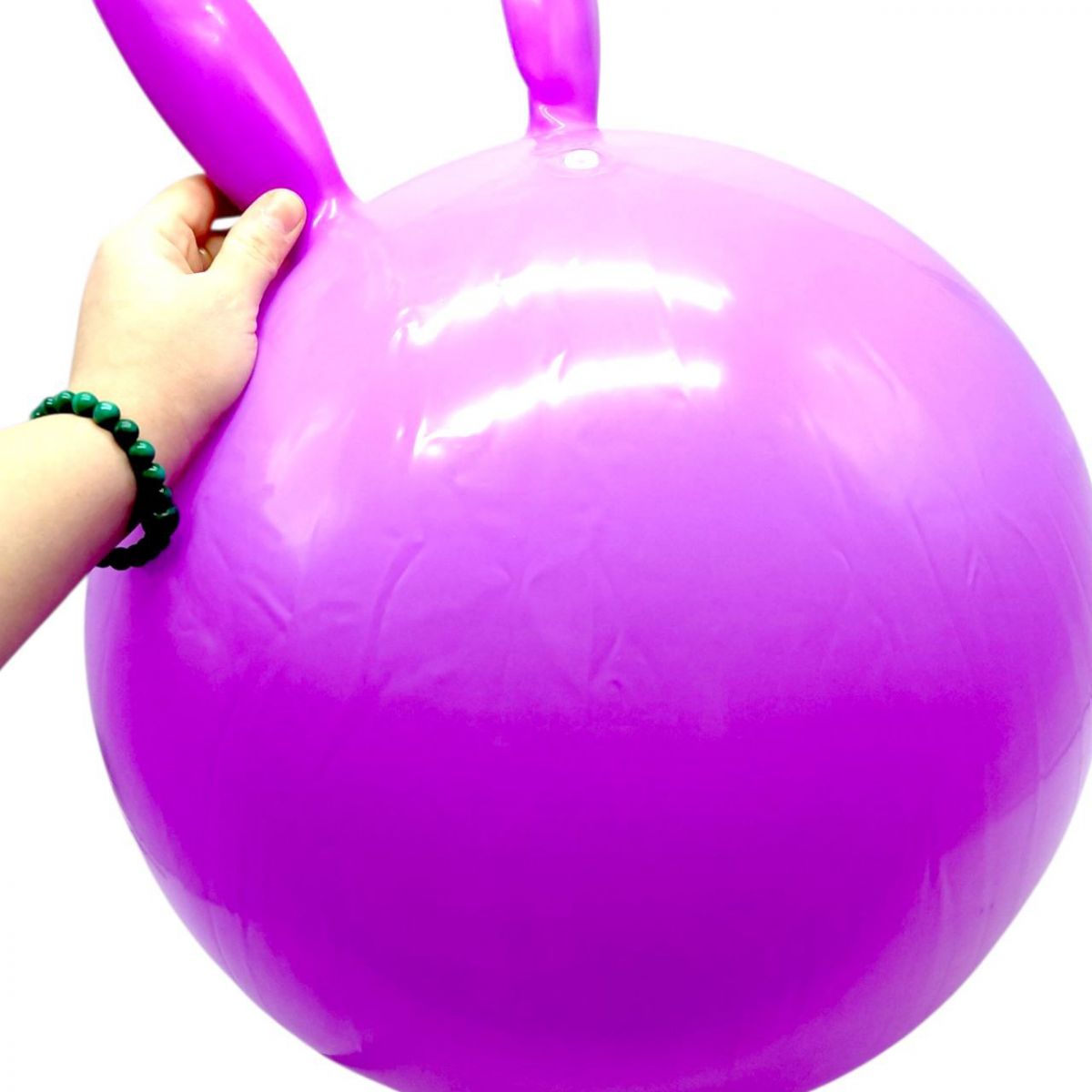 М`яч для фітнесу, діаметр 43 см, висота з вушками 53 см, у пакеті (ЗЕЛЕНИЙ)  фото 2