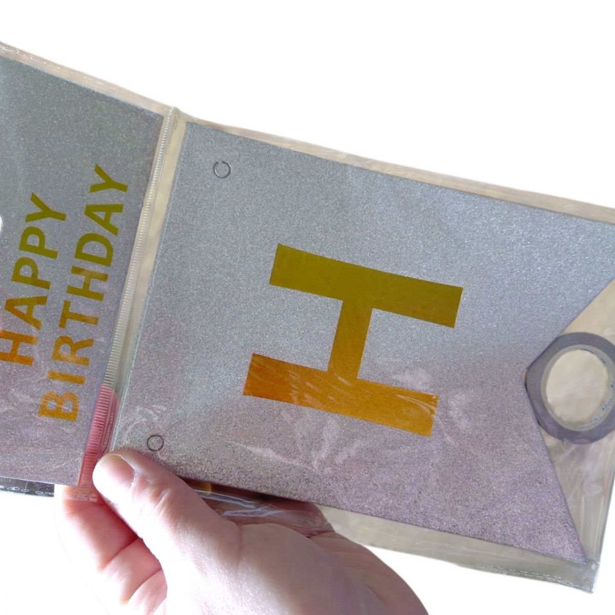 Гирлянда-растяжка флажки "Happy birthday" 12*16см-5м, серебро  фото 2