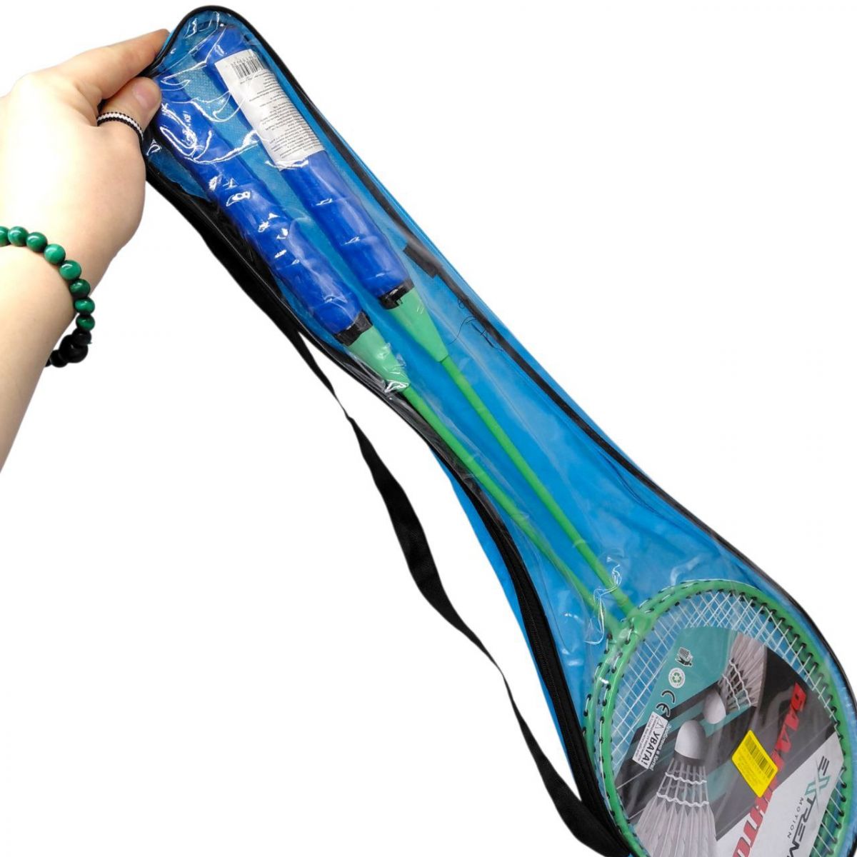 Бадмiнтон 2 ракетки (волосінь) у чохлі 65 см (БЛАКИТНИЙ)  фото 2
