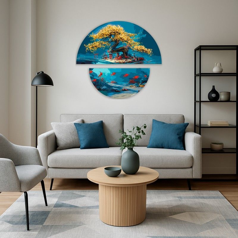 Картина за номерами з фарбами металік "Магія природи: суша і море" (напівкруги 50 см, 70 см)  фото 2