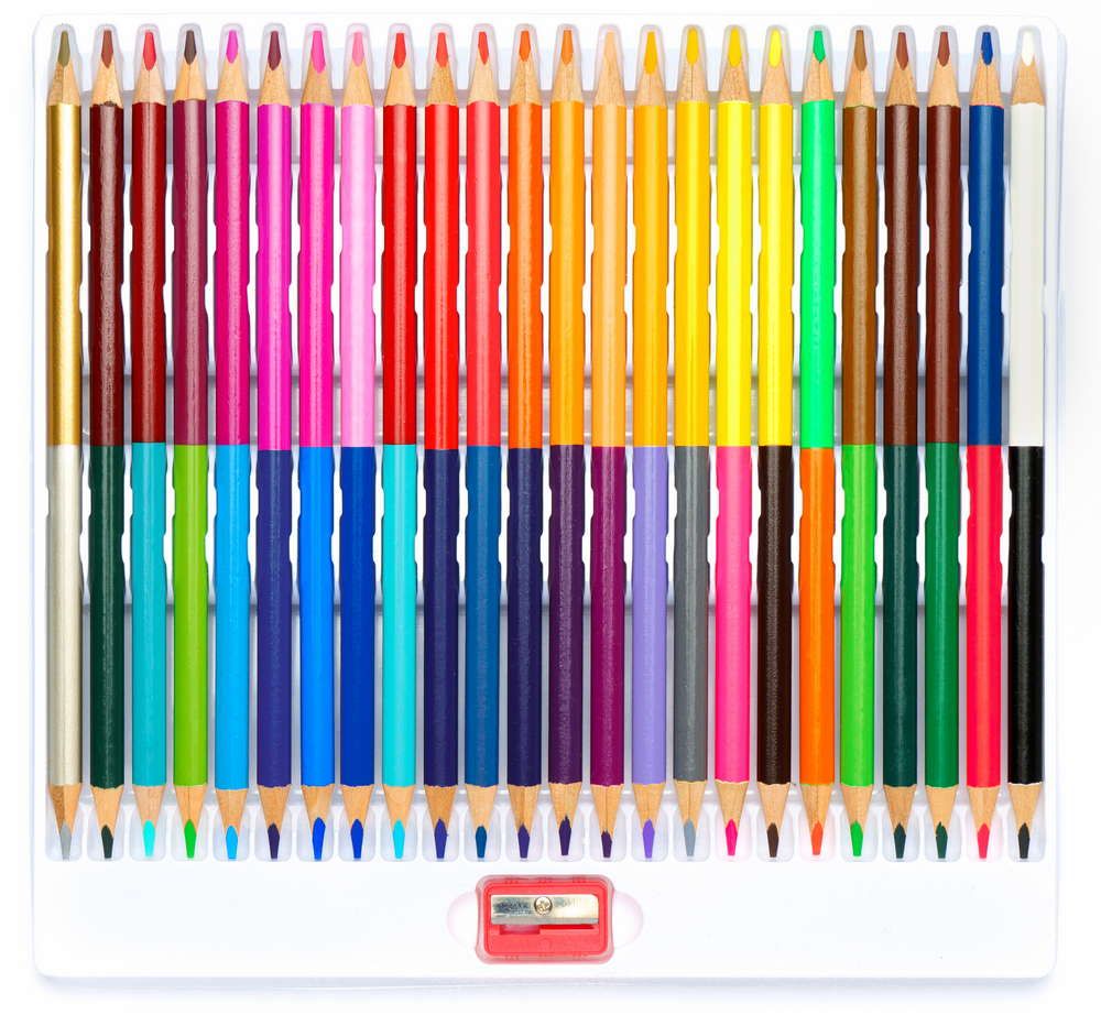 Олівці кольорові тригранні двосторонні + чинка - 48 кольорів (24 шт. )  фото 2