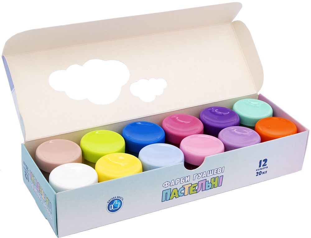 Фарби гуашеві пастельні кольори 12 кольорів по 20 мл  фото 2