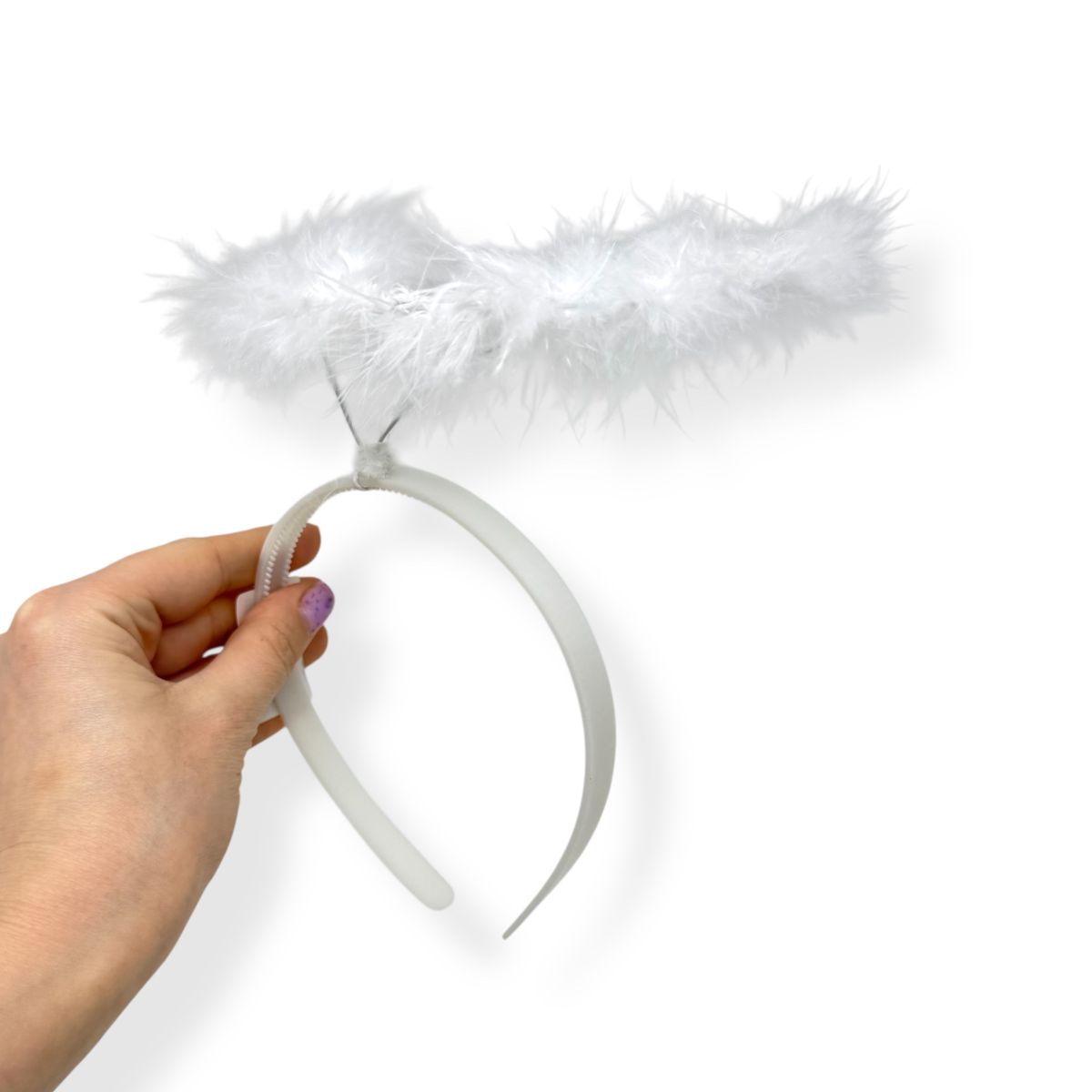 Німб-обруч (білий з пірʼями)  фото 2