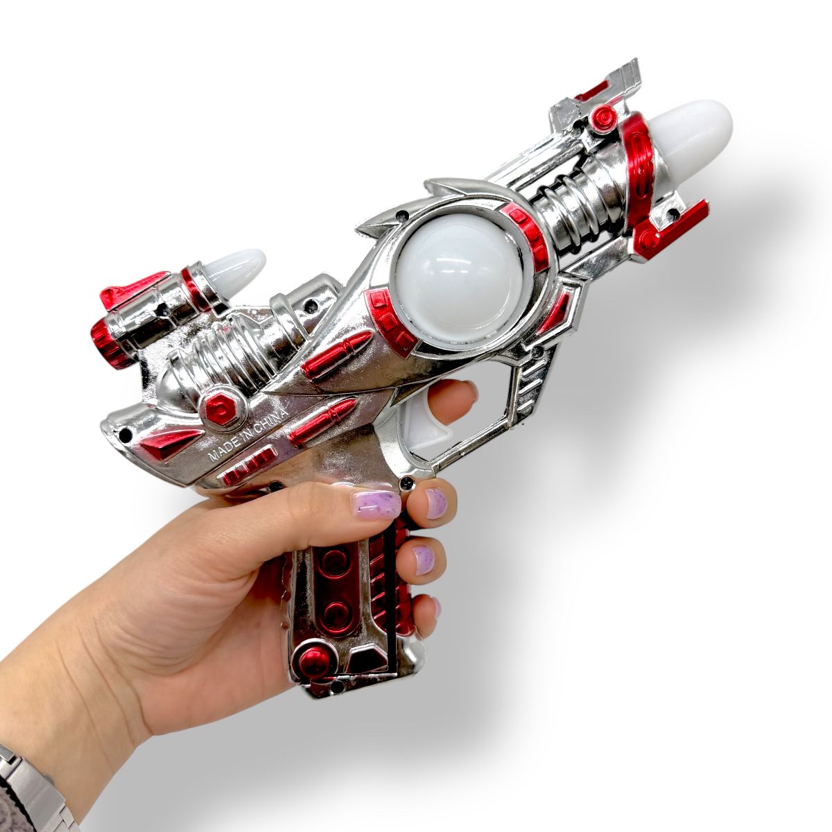 Пістолет, що світиться (на батарейках, червоний)  фото 2