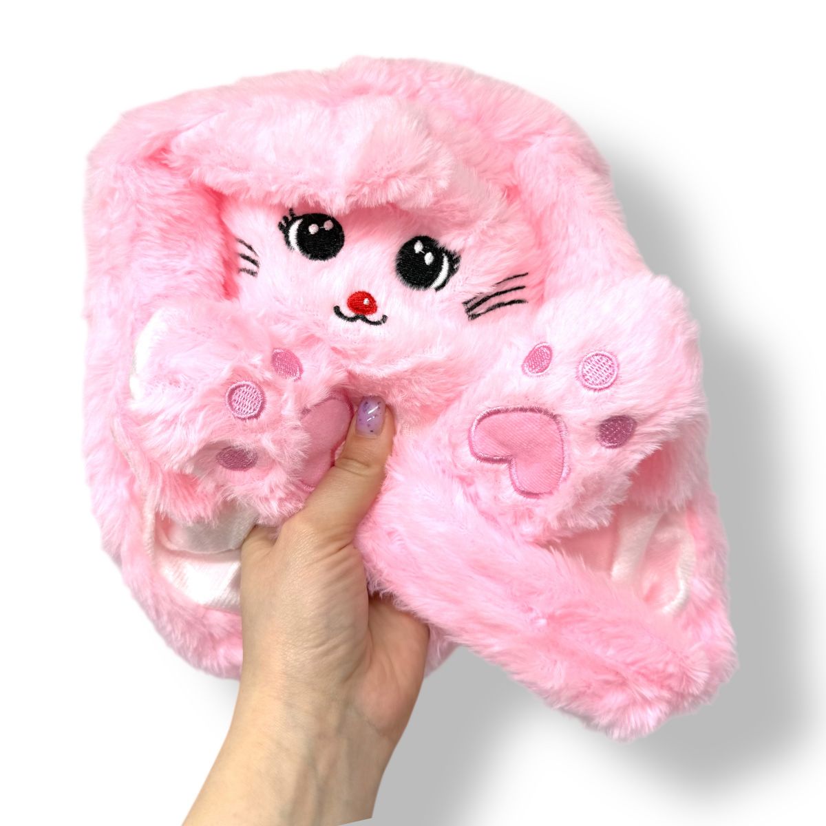 Шапка з вухами, що піднімаються (РОЖЕВА)  фото 2