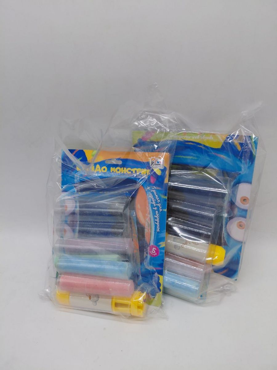 Уцінка.  гр Крейда "Крейдо-монстрик" 78490 (64) "4FUN Game Club", 5 шт, кольорова, тримач, на листі  - ТРІСНУТ БЛІСТЕР- ЗАМОТАНОР В СТРЕЙЧ ПЛІВКУ  фото 2