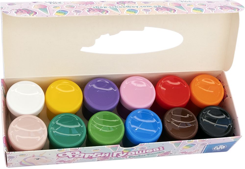 Фарби гуашеві Unicorn 12 кольорів по 20 мл  фото 2