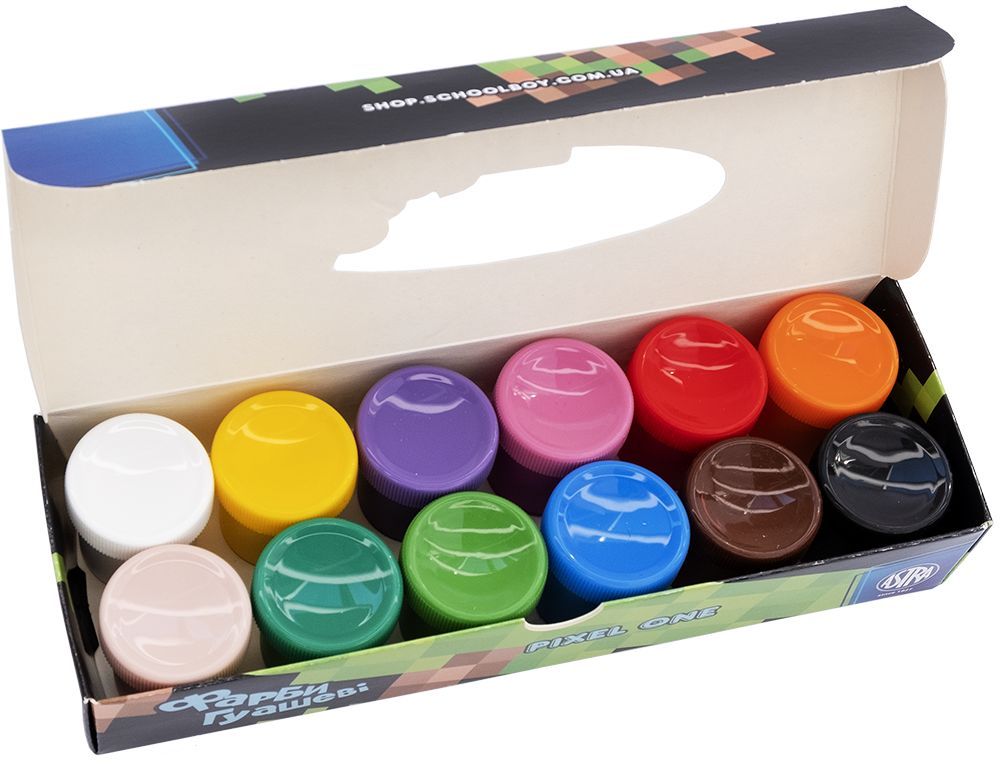 Фарби гуашеві Pixel One 12 кольорів по 20 мл  фото 2