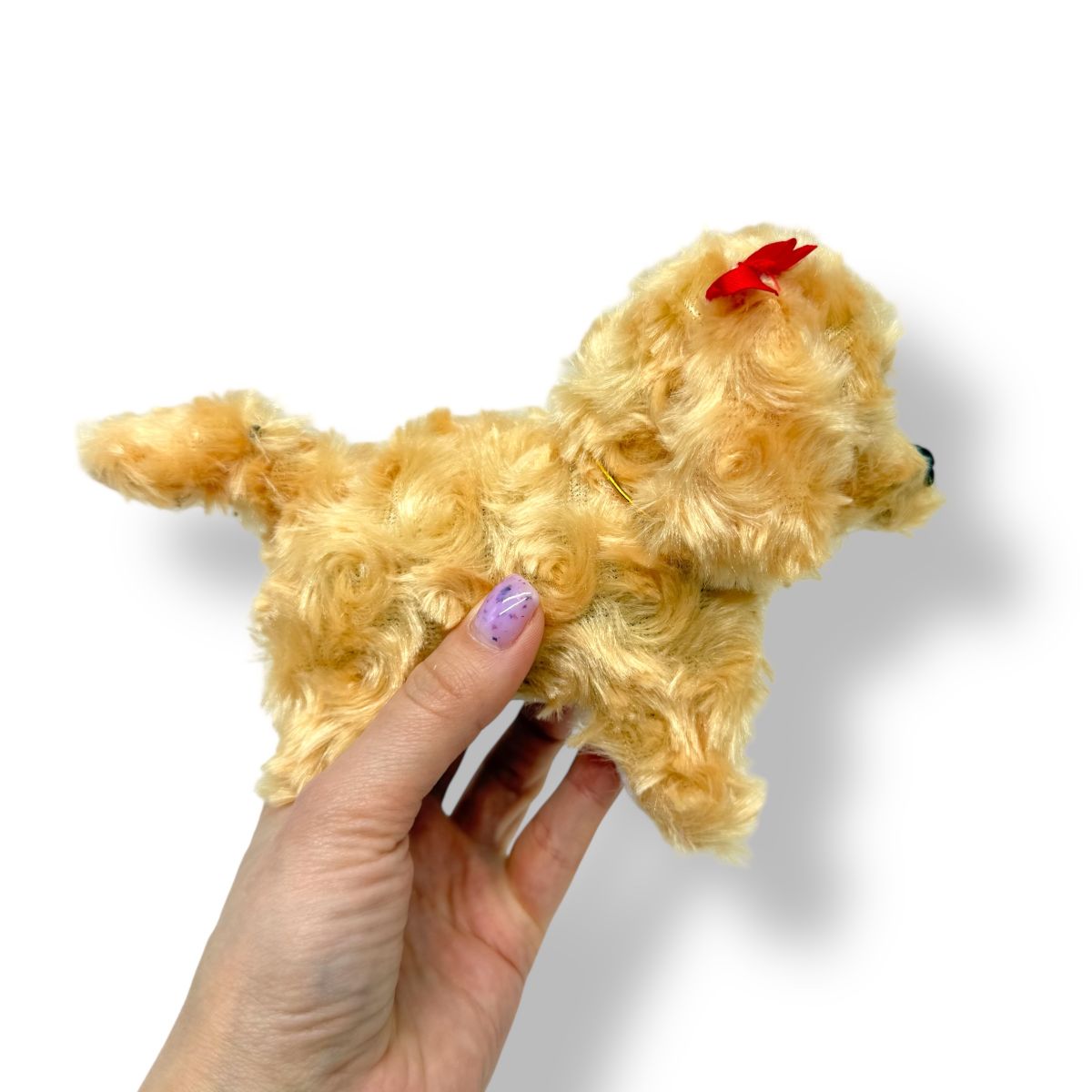 Собачка ходилка з бантом (БЕЖЕВА)  фото 2