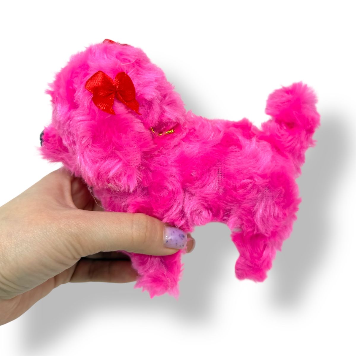 Собачка ходилка з бантом (МАЛИНОВА)  фото 2